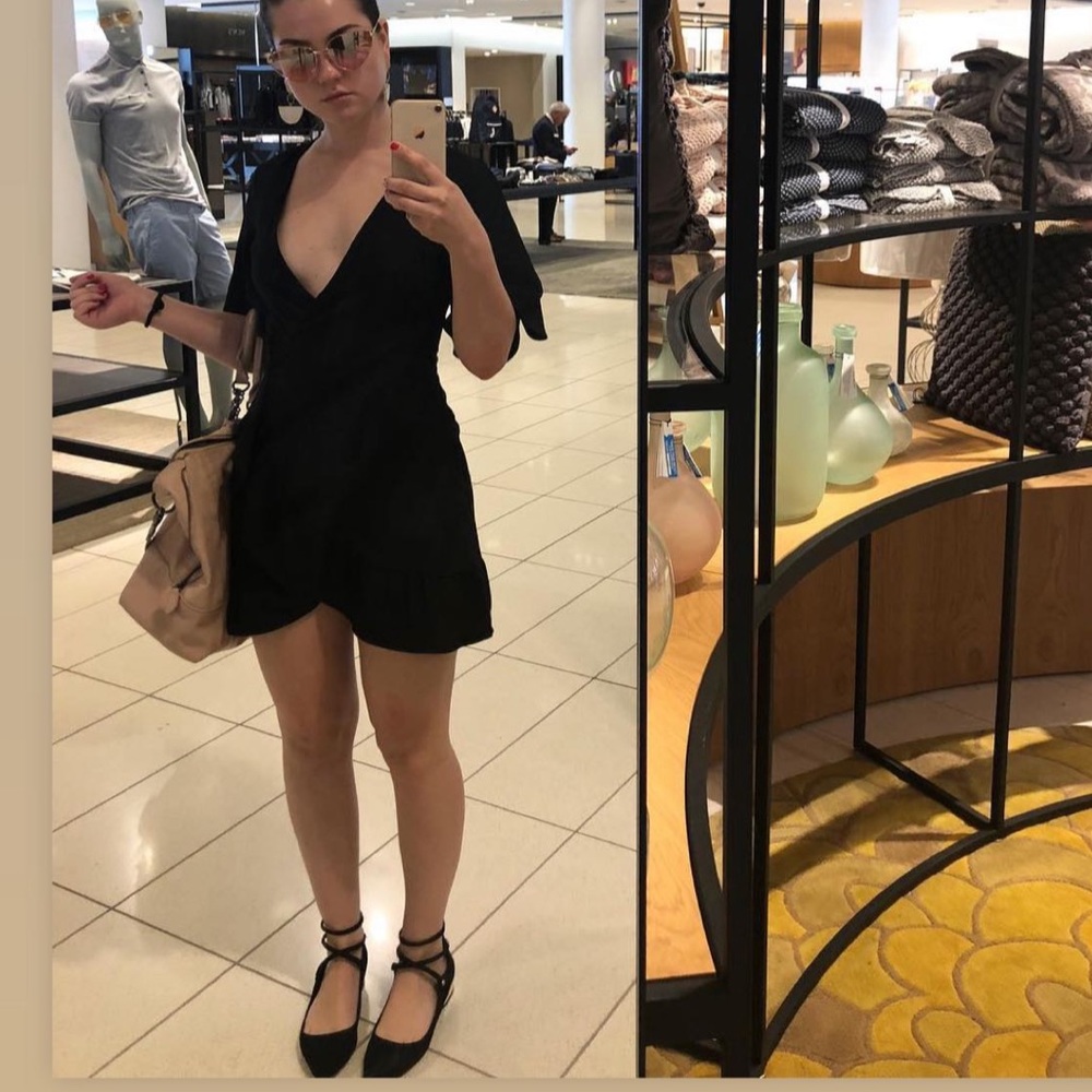 Black Deep V Neck Dress